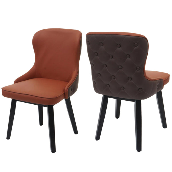 2er-Set Esszimmerstühle Stoff Massivholz terracotta-braun