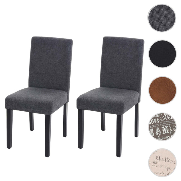 2er-Set Esszimmerstühle Textil mit dunklen Beinen anthrazitgrau