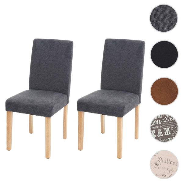 2er-Set Esszimmerstühle Textil mit hellen Beinen anthrazitgrau