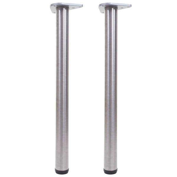 2er-Set Tischbeine Edelstahl-Optik für Schreibtisch & Esstisch 73cm