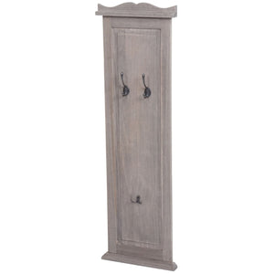 2er-Set Wandgarderobe Holz shabby mit Wandhaken grau-braun