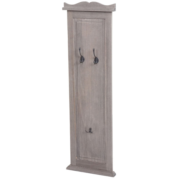 2er-Set Wandgarderobe Holz shabby mit Wandhaken grau-braun