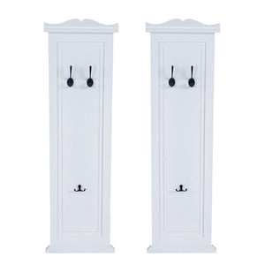 2er-Set Wandgarderobe Holz lackiert mit Wandhaken weiss