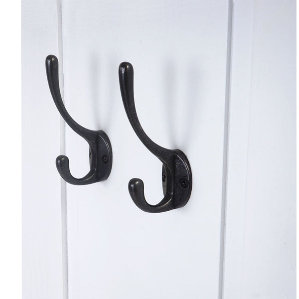 2er-Set Wandgarderobe Holz lackiert mit Wandhaken weiss