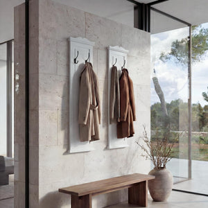 2er-Set Wandgarderobe Holz lackiert mit Wandhaken weiss