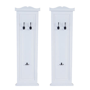 2er-Set Wandgarderobe Holz lackiert mit Wandhaken weiss