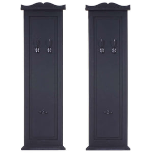 2er-Set Wandgarderobe mit Holzhaken lackiert dunkelgrau