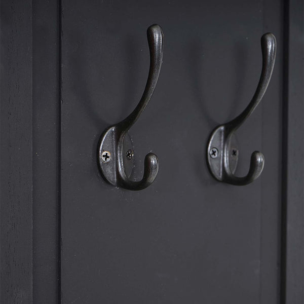 2er-Set Wandgarderobe mit Holzhaken lackiert dunkelgrau