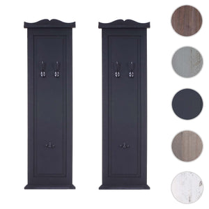 2er-Set Wandgarderobe mit Holzhaken lackiert dunkelgrau