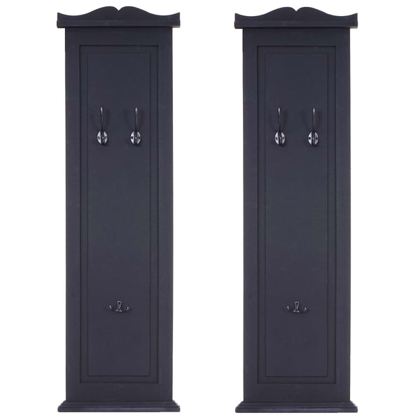 2er-Set Wandgarderobe mit Holzhaken lackiert dunkelgrau