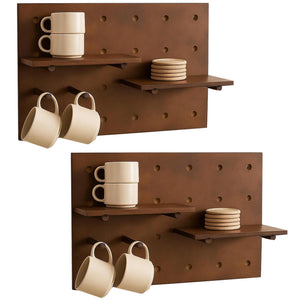 2er-Set Wandregal Steckboard 4 Ebenen 60x40cm braun