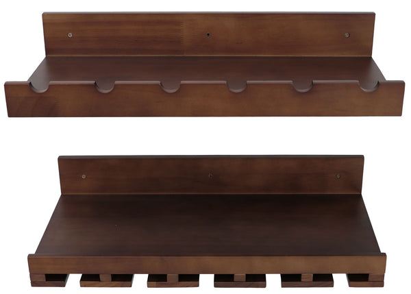 2er-Set Weinregal Holz Wandregal Flaschen- & Glashalter braun