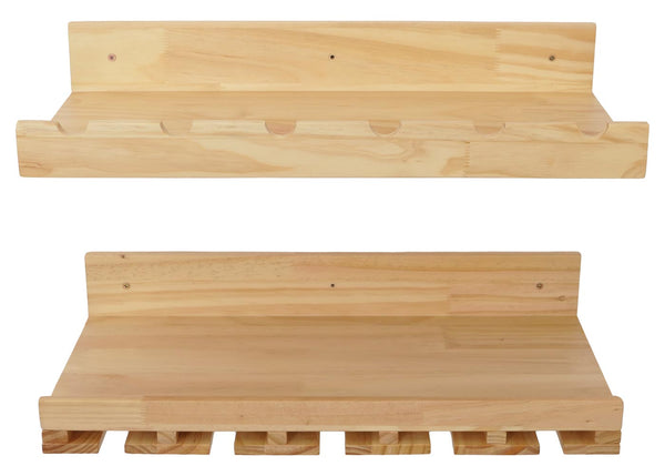 2er-Set Weinregal Holz Wandmontage für 6 Flaschen natur
