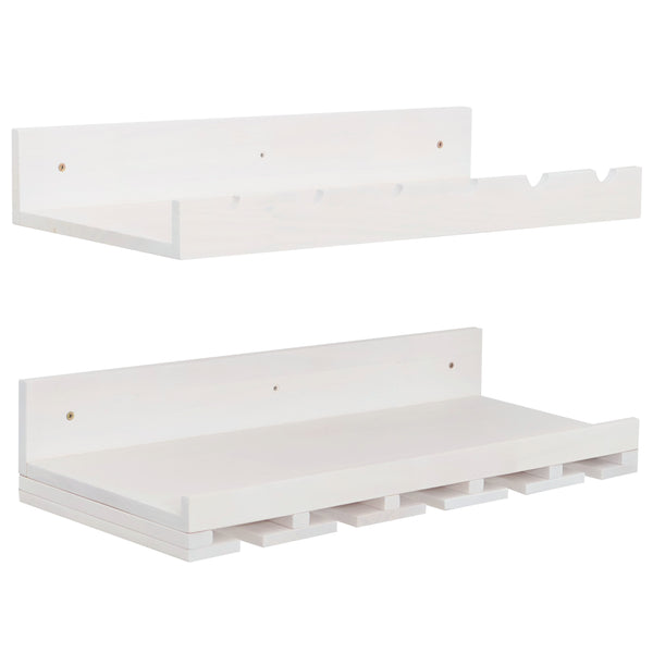 2er-Set Weinregal Holz Wandhalter für 6 Flaschen 15 Gläser weiss