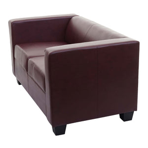 2er Sofa Couch Loungesofa aus Kunstleder rot-braun