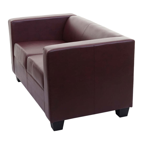 2er Sofa Couch Loungesofa aus Kunstleder rot-braun
