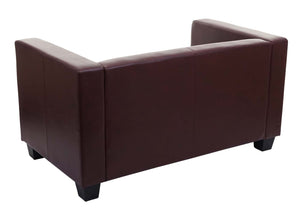 2er Sofa Couch Loungesofa aus Kunstleder rot-braun