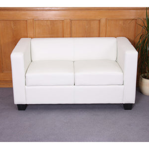 2er Sofa Loungesofa Couch aus Kunstleder weiss