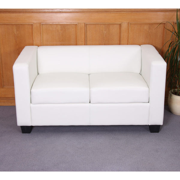 2er Sofa Loungesofa Couch aus Kunstleder weiss