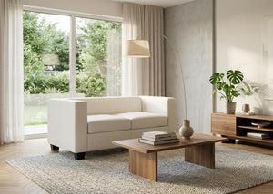 2er Sofa Loungesofa Couch aus Kunstleder weiss