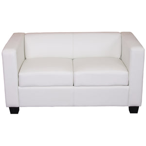 2er Sofa Loungesofa Couch aus Kunstleder weiss
