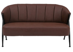2er-Sofa Lounge Couch Vintage Retro Industrial Metall Kunstleder rostrot