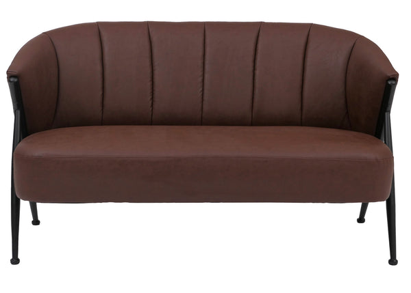 2er-Sofa Lounge Couch Vintage Retro Industrial Metall Kunstleder rostrot