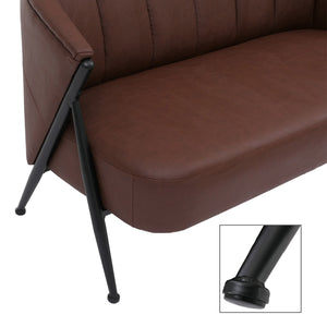 2er-Sofa Lounge Couch Vintage Retro Industrial Metall Kunstleder rostrot