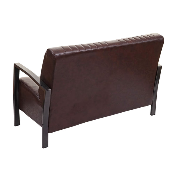 2er Sofa Zweisitzer Kunstleder Metall Industrie-Design vintage braun
