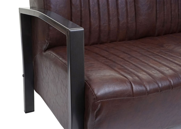 2er Sofa Zweisitzer Kunstleder Metall Industrie-Design vintage braun