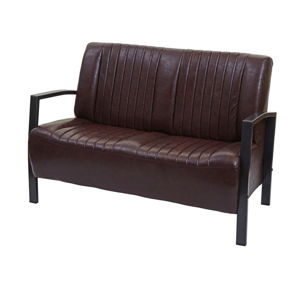 2er Sofa Zweisitzer Kunstleder Metall Industrie-Design vintage braun
