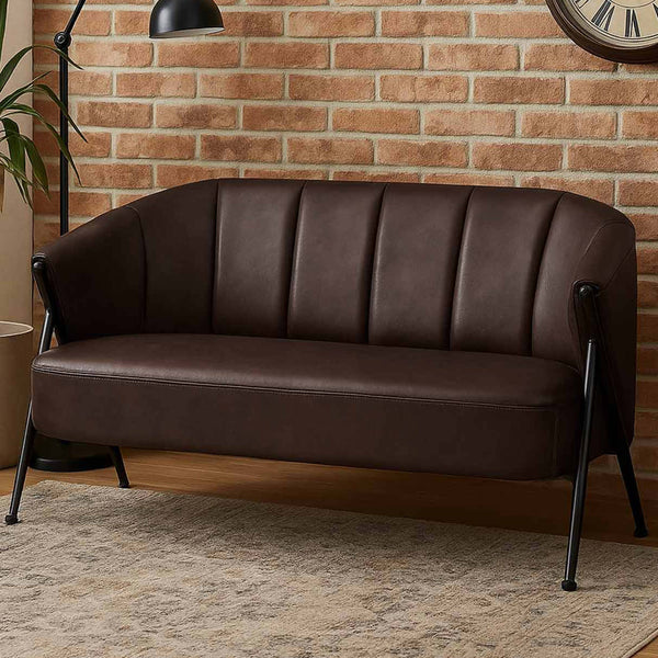 2er-Sofa Zweisitzer Vintage Retro Kunstleder Industrial dunkelbraun