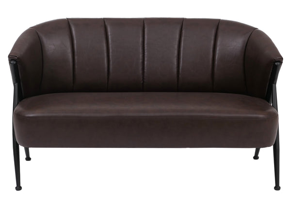 2er-Sofa Zweisitzer Vintage Retro Kunstleder Industrial dunkelbraun