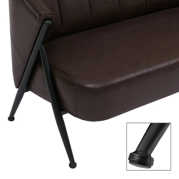 2er-Sofa Zweisitzer Vintage Retro Kunstleder Industrial dunkelbraun