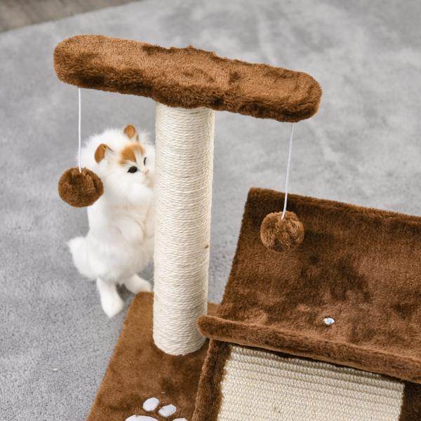 Katzenkratzbaum Spielbaum Kratzbaum Katzen mit Ball Braun L40 x B30 x H43 cm