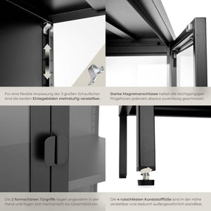 Metallvitrine Baker mit Glastüren schwarz