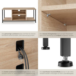 TV-Regal Denver Industrial Holz hell, Eiche Sonoma 120 cm