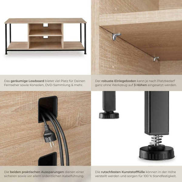 TV-Regal Denver Industrial Holz hell, Eiche Sonoma 120 cm