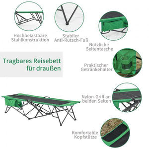 Campingbett Breite klappbar Einzelperson grün schwarz