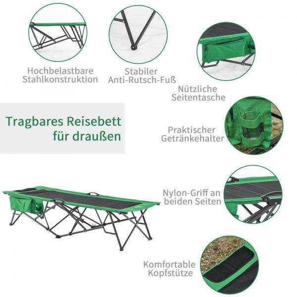 Campingbett Breite klappbar Einzelperson grün schwarz