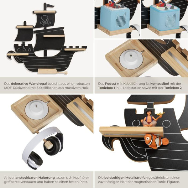 Tonie-Regal MyLittleStory Pirate für bis zu 40 Tonies schwarz