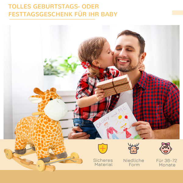 2in1 Schaukeltier Giraffe mit Räder und Sound 63x38x63cm