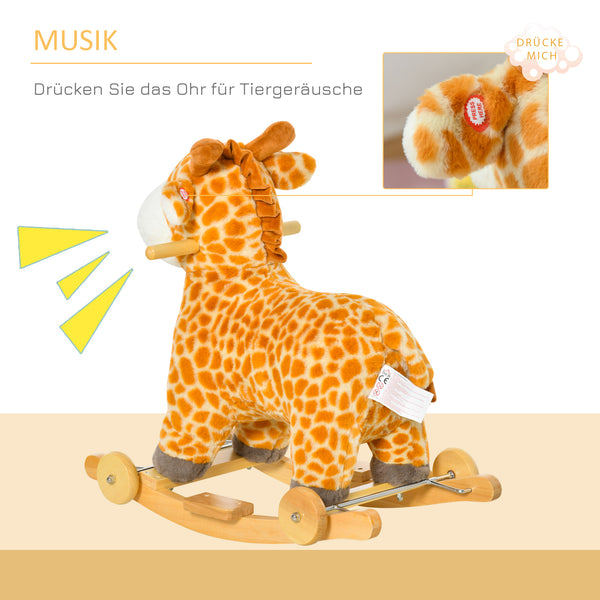 2in1 Schaukeltier Giraffe mit Räder und Sound 63x38x63cm