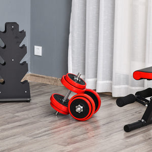 2-in-1 Hantelset 20kg verstellbar Rot-Schwarz