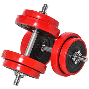 2-in-1 Hantelset 20kg verstellbar Rot-Schwarz