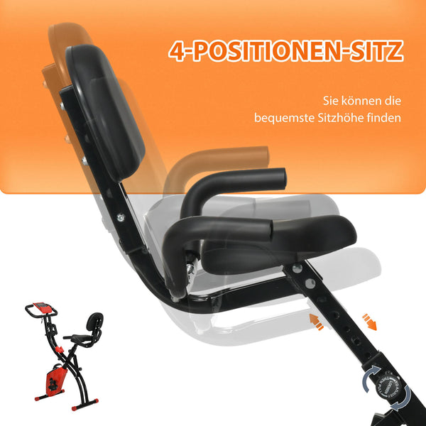 2-in-1 Heimtrainer klappbar LCD-Display Rot