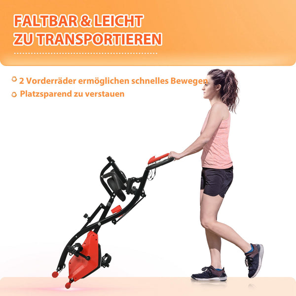 2-in-1 Heimtrainer klappbar LCD-Display Rot