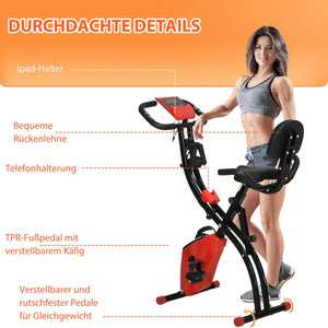 2-in-1 Heimtrainer klappbar LCD-Display Rot