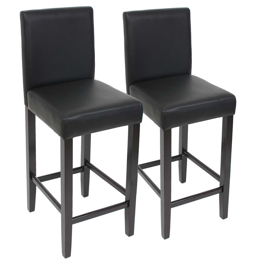2x Barhocker Barstuhl Kunstleder schwarz, dunkle Füsse