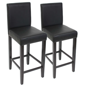 2x Barhocker Barstuhl Kunstleder schwarz, dunkle Füsse